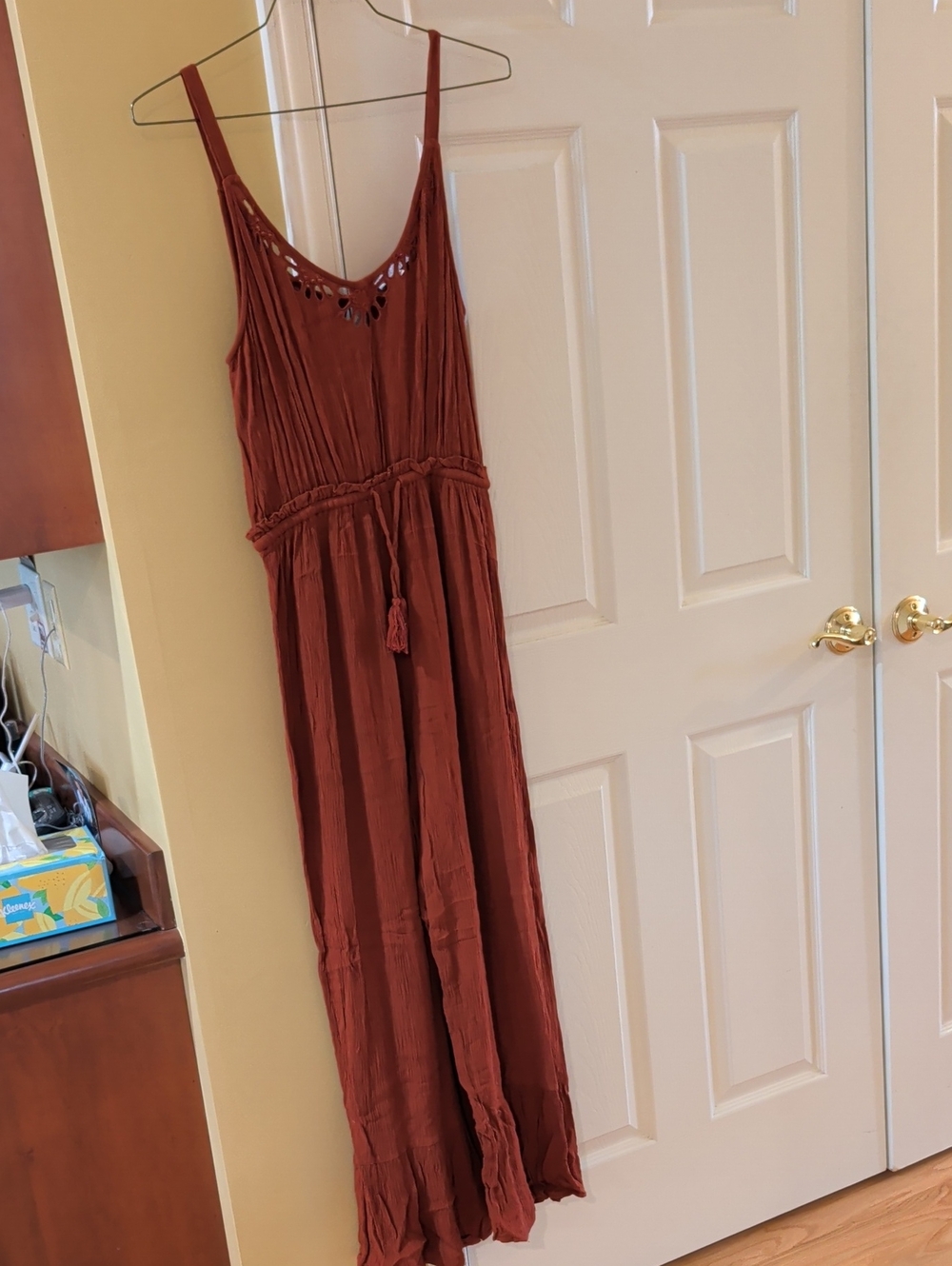 Patrons of Peace Rust Maxi Dress with Tassel Waist